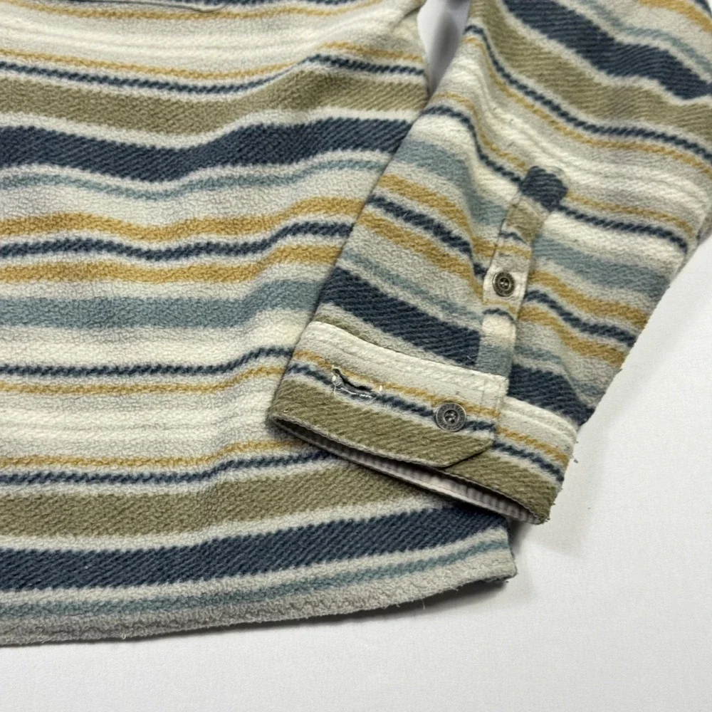 Eddie Bauer Shirt Jacket Mens 2XL Striped Fleece Button Front Lined‎ Collared